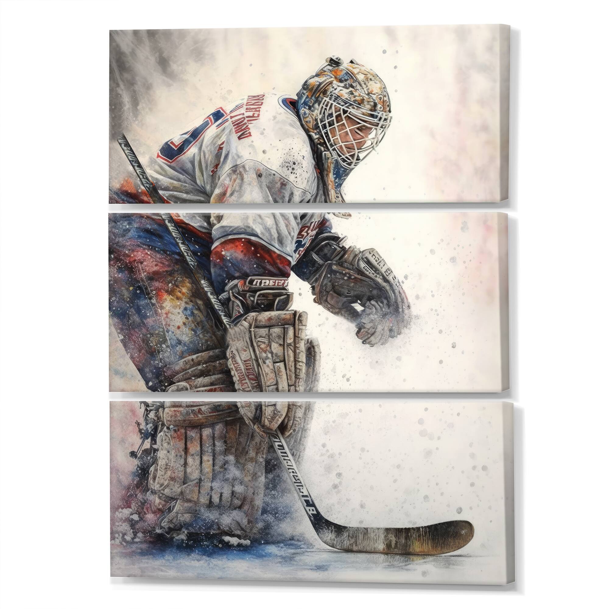 Designart "Goal Keeper During Hockey Game II" Sport Hockey Canvas Art